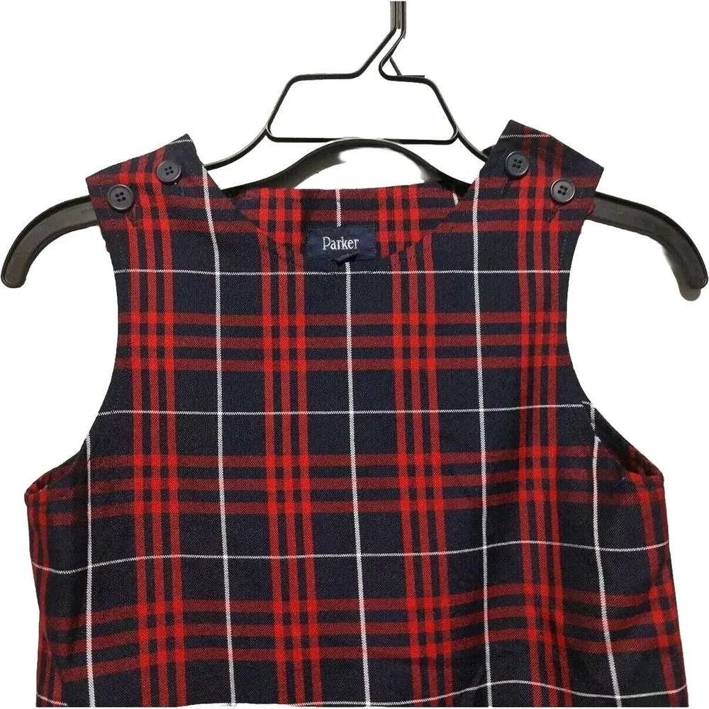 PARKER UNIFORM Girls Sz 10 Red & Blue Plaid‎ Pleated Jumper Dress Private School